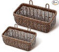 AceList Wall Hanging Basket, Boho Style Hand-Woven Hanging Storage Baskets - Set of 2, Ideal for Boho Room Decor, Kitchen, Garden, and Living Room(Brown)