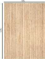 Hand Woven Jute Area Rug 9x12 Feet Rectangle - Handcrafted Braided Design, Indoor & Outdoor Reversible Natural Fiber Rug - Rustic Farmhouse Carpet for Living Room, Hallway, Bedroom (Natural, 9'x12')