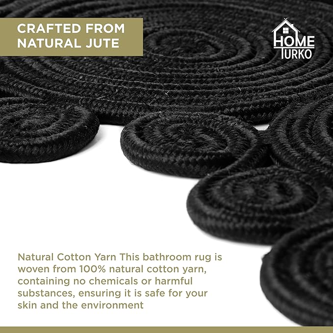 Boho Jute Bath Mat | Handmade Washable Toilet Rug | Modern Bathroom Rug | Double Sided Woven Boho Bathroom Decor | 23.6 x 15.7 inches