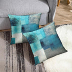 Emvency Set of 2 Turquoise White and Gray Throw Pillow Covers Modern Abstract Teal Painting Decorative Pillow Cases Home Decor Standard Square 26x26 Inches Pillowcases