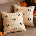 Halloween Decorative Pillow Covers 18x18 Set of 2 Ghost Throw Pillow Covers, Faux Fur Soft Pillow Cover Fluffy Plush Accent Throw Pillow Case, Throw Pillow Cover Cushion Cover for Home Decor, Khaki