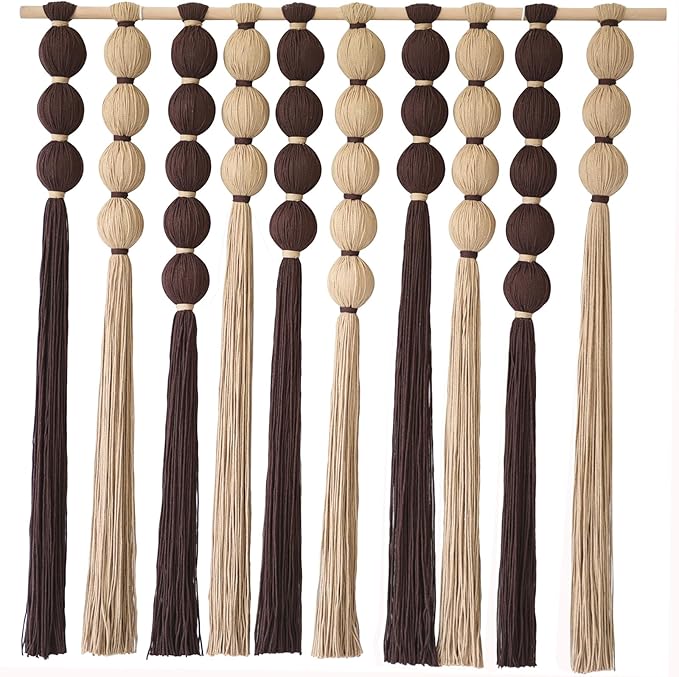 IOWER Macrame Wall Hanging Large Boho Wall Decor Natural Brown Khaki Sphericity Cotton Textile Fiber Yarn Wall Art Handmade For Livingroom Bedroom Wedding Party 39" Wx39 L