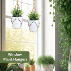 2 Pack Macrame Plant Hanger Small (6" Pot), Glass Beaded Plant Hangers Indoor Outdoor | Colorful Hanging Planters, Hanging Plants Holders | NO Pot/Plants Included (2PK, for 6 inch)