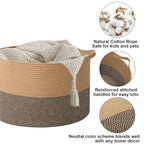 115L Large Blanket Basket,23.6" L x 23.6" W x 15.7" H Rope Woven Baskets with Handles, Toys Storage Bins,Laundry Basket Perfect for Living Room, Nursery,Bedroom,Home Organization,Jute&Black