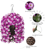 Artificial Fake Hanging Flowers Basket for Outdoor Indoor Decoration,UV Resistant Faux Silk Light Fuchsia and Fuchsia Morning Glory Flowers Plants Realistic Hanging Planter for Outside Home Porch Yard