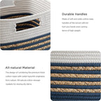 UBBCARE Set of 4 Storage Cubes 13 X 13 X 13 in, Water Hyacinth Storage Bins for Shelves, Toys, Book, Storage Baskets with Handles, Cotton Rope Woven Baskets for Organizing, Navy Blue