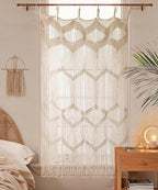 Flber Macrame Curtain Window Macrame Room Divider Doorway Curtain Boho Macrame Wall Hanging Living Room Bedroom Decor 42" W x 75" H