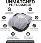 Gold Case Throw Blanket for Bed - 100% Recycled Turkish Cotton Blanket - Retro Lightweight Soft Throw Blankets for Bed & Living Room - Queen Size Cozy Blankets - 90x90 - Grey