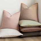 Foindtower Pack of 2, Decorative Linen Solid Throw Pillow Covers Soft Accent Cushion Case Boho Farmhouse Pillowcase for Chair Couch Sofa Bedroom Living Room Home Decor 22 x 22 Inch Light Sage Green