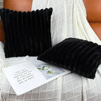 16x16 Throw Pillow Covers Set of 2, Decorative Faux Fur Covers for Bed, Couch Soft Fluffy Pillow Cover with Velvet Back for Living Room, Neutral Home Décor Accent for Sofa - Black