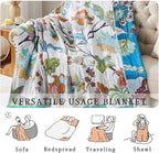 Boho Blanket Soft Muslin BohoThrow Blanket, 100% Cotton Floral Printed Farmhouse Decor All Season Reversible Rustic Throw for Sofa Couch Chair (60"x80")