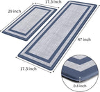 Mattitude Kitchen Mats Set of 2,Cushioned Anti-Fatigue Non-Skid Rug Sets Ergonomic Comfort Standing Mat for Kitchen, Floor, Office, Sink, Laundry, Blue and Gray