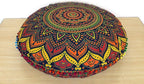 CRAFT KALA 24 Inch Meditation Floor Pillows Round Pillow Seating for Hippie Decorative Adults Bohemian Mandala Circle Floor Cushion Outdoor Yoga Living Room Throw Ottoman Poufs Cover (New Blue Ombre)