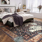 Moynesa Tiger Washable Area Rugs 8x10, Large Boho Rugs for Living Room, Vintage Non Slip Dining Room Rugs for Under Table, Ultra Thin Soft Floor Carpet for Office Bedroom, Puce Red