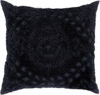 Better Trends Rio Collection is Super Soft and Light Weight in Floral Design 100% Cotton Tufted Unique Luxurious Machine Washable Tumble Dry, Euro Sham, Black