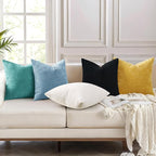 decorUhome Chenille Grey Blue Spring Euro Sham Throw Pillow Covers 26x26 Inch Set of 2, Decorative Soft Couch Pillow Covers Solid Dyed Accent Farmhouse Neutral Square Pillow Cases for Sofa