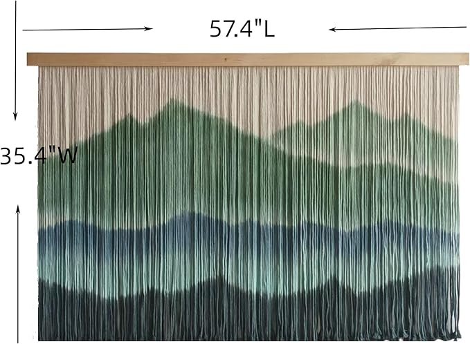 laddawan Extra Large Macrame Wall Hanging Dip-Dyed Tapestry Modern Wooden Home Wall Art For Living room Boho Handmade Wall Decor For Bedroom (Green)