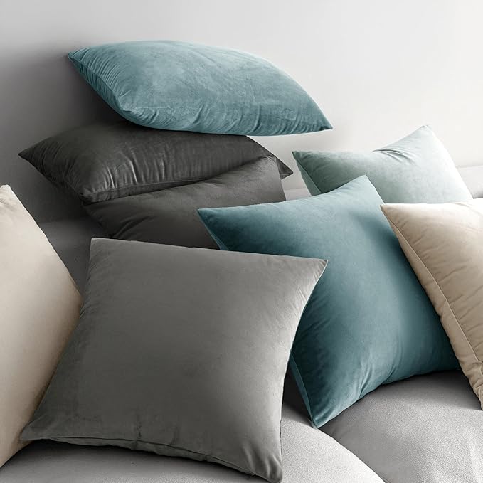 MIULEE Velvet Throw Pillow Covers 12x12 Inch, Pack of 2 - Cream White, Soft Solid Small Decorative Pillow Covers Modern Luxury Home Decor for Spring Couch Sofa Chair Bedroom Livingroom Car