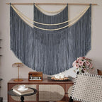 Jakalin Macrame Wall Decir Large Grey Fiber Yarn Wall Art Handmade Craftsmanship Boho Wall Decor Home Room Wall Decor,57" W x 46" L