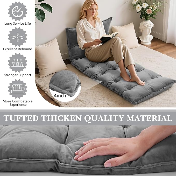 Bench Cushion for Indoor Furniture 40x20 in Velvet Thicken Indoor Window Seat Cushion, Piano Sofa, Entryway Storage, Bay Window Tufted Patio Porch Swing Bench Pad Memory Foam(Gray)