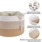 65L Large Blanket Basket,19.7" L x 19.7" W x 13" H Rope Woven Baskets with Handles, Toys Storage Bins,Laundry Basket Perfect for Living Room, Nursery,Bedroom,Home Organization,Yellow