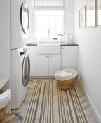 Dash and Albert Calder Stripe Grey Handwoven Jute Rug, 5 X 8 Feet, Neutral/Grey Stripe Pattern