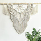 Large Macrame Wall Hanging - Boho Tapestry Macrame Wall Decor Art- Chic Bohemian Handmade Woven Tapestry Home Decoration for Bedroom Living Room Apartment Dorm Gallery - 43"x32" (Tassel-A)