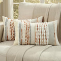 FUTEI Rust Beige Accent Throw Pillow Covers Set of 2, 12x20 Inch Plush Tufted Striped Textured Decorative Pillow Cases for Farmhouse Boho Couch Decor