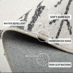 Area Rug 10x14 Rug Machine Washable Non-Slip Low Pile Print Pattern Western Rug for Living Room Bedroom Entryway Tribal Series -Navywhite/Black