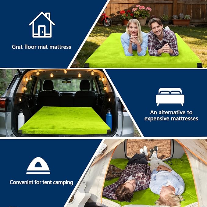 CYMULA Memory Foam Camping Mattress Pad, CertiPUR-US Sleeping Mat, Portable Roll Up Mattress for Adults, Camping Bed Pads for Sleepover, Car Bed with Travel Bag
