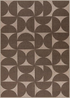 Lahome Modern Geometric Easy Jute Outdoor Rugs for Patio 5x7, Brown Washable Carpet for Living Room, Neutral Semi-Circle Thin Rug for Bedroom Office Entrance Porch Non Slip