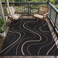 Tangsoo Easy Jute 4x6 Area Rug for Patio,Modern Washable Outdoor Thin Rug Non Slip Black Lines Indoor Carpet Farmhouse Throw Mat for Front Porch Balcony Living Room Diningroom