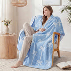 WRENSONGE Throw Blanket Vertical Stripes Bowknot Blue Soft Cozy Fluffy Warm Throw for Couch Sofa Bed Camping Picnic Travel Lightweight - 50"*60"