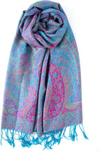 Achillea Reversible Paisley Pashmina Rave Scarf – Exotic Indian Shawls and Wraps for Evening Dresses, Festivals, All Seasons