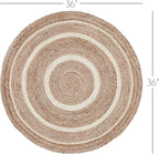 VHC Brands Jute Rug with Pad, Natural & Crème, 3 Feet Round