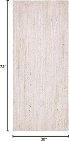 Unique Loom Braided Jute Collection Area Rug - Dhaka (2' 6" x 6' 1" Runner, White)
