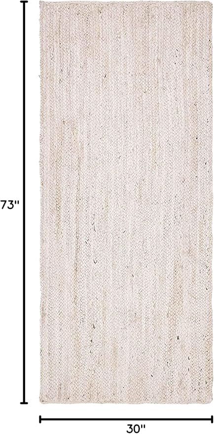 Unique Loom Braided Jute Collection Area Rug - Dhaka (2' 6" x 6' 1" Runner, White)