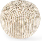 Pouf Ottoman Stuffed Round Modern Foam Filled Foot Rest Poufs for Living Room Chair Decorative 20 X 14 Inches Boho Relax Stool for Wedding Christmas Party, Beige (Beige, 20inch)