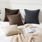 MIULEE Decorative Linen Pillow Covers 20x20 Inch Dark Coffee Chocolate Boho Farmhouse Neutral Winter Couch Throw Pillows for Bed Pack of 2 Accent Modern Pillowcase Sofa Livingroom Home Decor