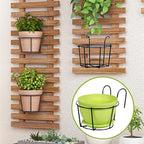 4 Pack Round Hanging Railing Planters - Metal Flower Pot Holder for Balcony and Fence （Black）