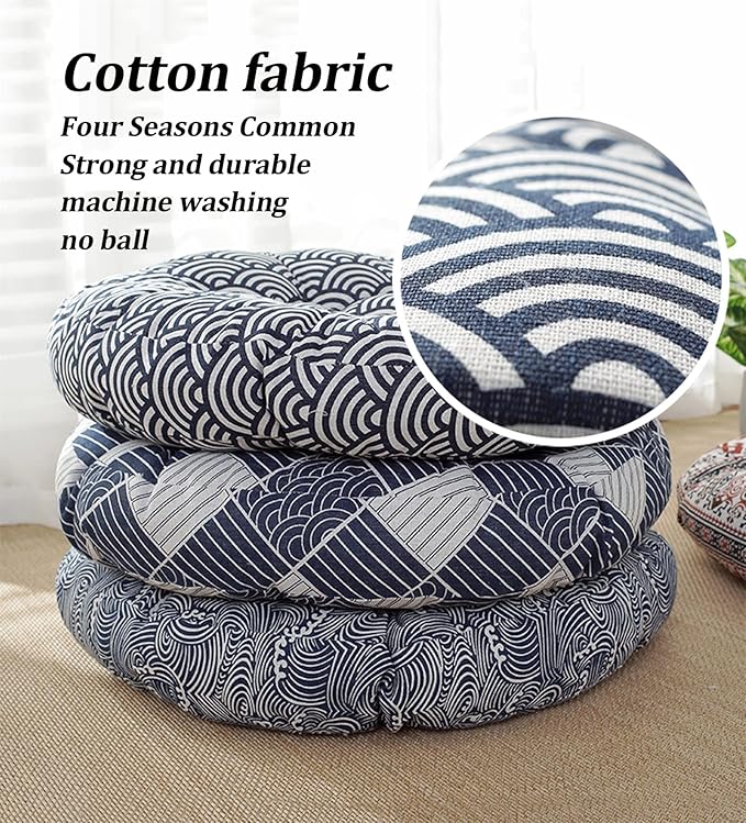 Large Round Floor Cushion, Comfortable Cotton and Linen Boho Meditation Pillow Tatami Seating Cushion for Room Reading Book Nursery Room Balcony,O,60 * 60cm
