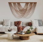 Large Macrame Wall Hanging Brown Die-Dyed 59.00" W x 31.00" L Boho Wall Decor Yarn Tapestry Craftsmanship Home Macrame Wall Decor