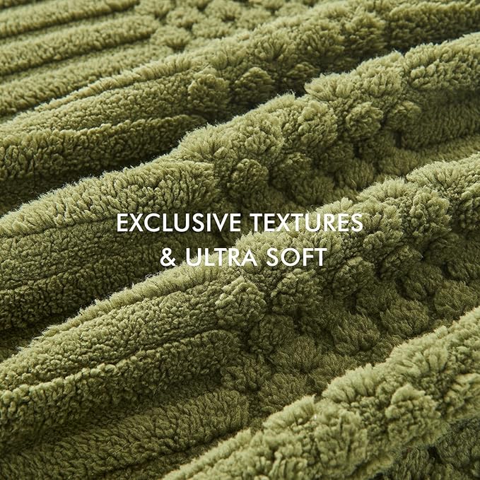 lifein Throw Blanket for Couch-Olive Green Boho Throw Blanket, Soft Fleece Plush Lightweight Blankets&Throws for Spring, Fuzzy Moss Green Blanket for Livingroom Bed Sofa Chair (60x80, Green)