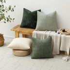 MIULEE Pack of 4 Couch Throw Pillow Covers 16x16 Inch Neutral Green Soft Decorative Chenille Pillow Covers Farmhouse Accent Cushion Covers for Boho Spring Home Decor Sofa Bedroom Living Room