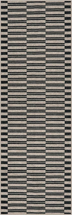 Lahome Elance Striped Easy Jute Entryway Runner, 2x6 Kitchen Mats for Floor Black Rug Runners for Hallways Non Slip Indoor Outdoor Carpet, Farmhouse Non Shedding Carpet for Laundry Porch Corridor