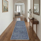 GENIMO 2x7 Runner Rug Non Slip Washable, Vintage Floral Kitchen Runner Rug, Low Pile Lightweight Hallway Runner for Laundry Room, Bathroom, Bedroom, Blue