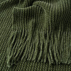 BATTILO HOME Olive Green Throw Blanket for Couch, Soft Chenille Knit Throws with Tassels for Home Decor, Green Blankets and Throws for Bed Couch Cover, 60"x80"