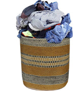 Sturdy Jute Planter Basket Modern Woven Basket for 8" Floor Indoor Planters, 10” x 10” Storage Organizer Basket Home Decor, Boho Chic Storage Earth-Friendly Planter (10x10 Inches, Multi Strip)