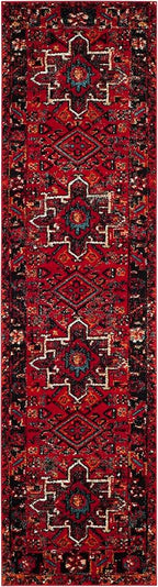 SAFAVIEH Vintage Hamadan Collection Runner Rug - 2'3" x 6', Red & Multi, Traditional Persian Design, Non-Shedding & Easy to Clean, Ideal for Hallway, Foyer, Entryway, Bedroom (VTH211A)