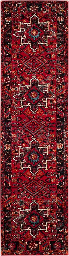 SAFAVIEH Vintage Hamadan Collection Runner Rug - 2'3" x 6', Red & Multi, Traditional Persian Design, Non-Shedding & Easy to Clean, Ideal for Hallway, Foyer, Entryway, Bedroom (VTH211A)